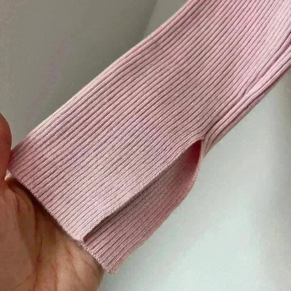 NWT Atmos & Here Charolette Cross Over Knit Feminine Girlie Powder Pink Top 6 - Picture 6 of 13